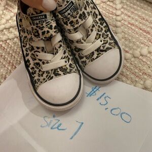 Converse Kids Black and Tan Animal Print Sneakers